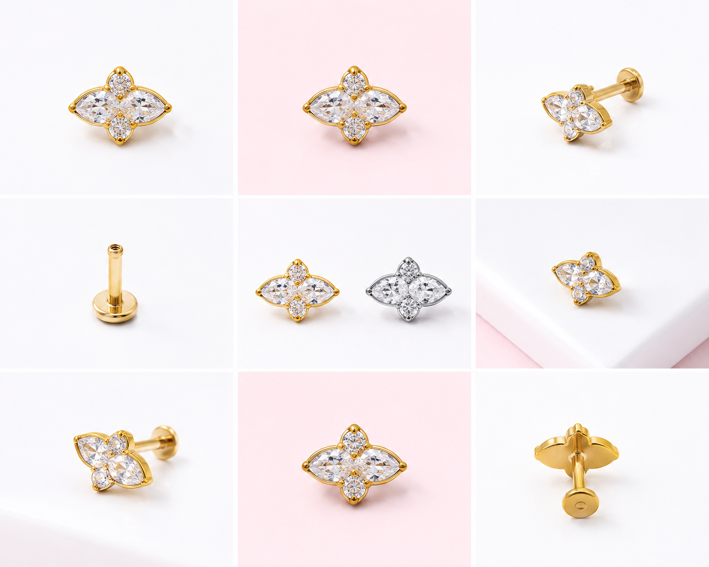 Titan Labret in Goldfarbe – Funkelnder Schmuck für Flat, Helix & Lobe Conch