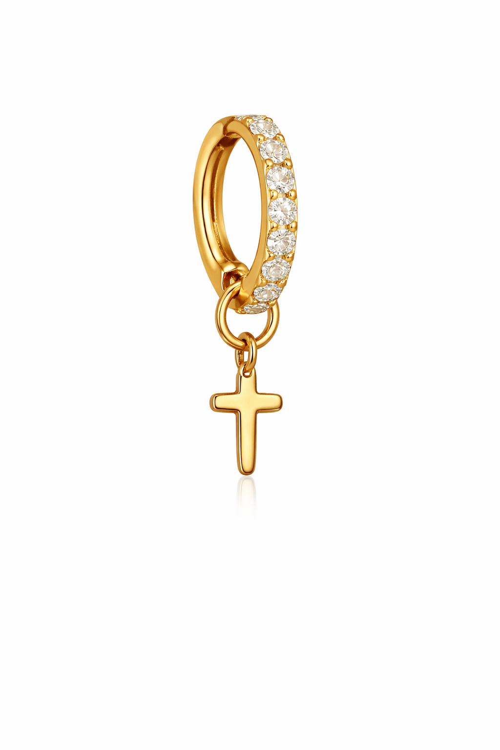 . Kreuz Titan klicker mit Glitzer und Anhänger für Rook /Lobe  Piercing – Minimalistischer Schmuck