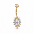 Titan Bauchnabelpiercing Gold – Elegantes Marquise-Design mit Zirkonia