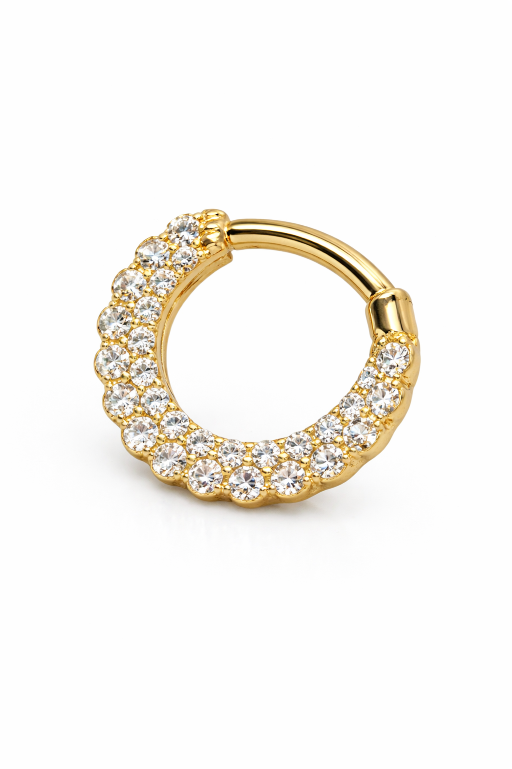 Titan Clicker Ring Gold – Pavé Kristalle | Hypoallergen & Elegant 1,2 x 10 mm