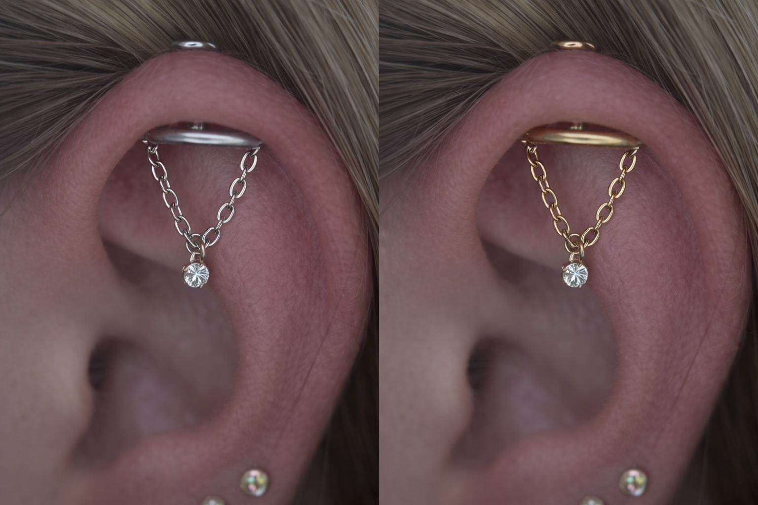 Titan Hidden Helix Schmuck mit Kette und Zirkonia – Silber / Gold