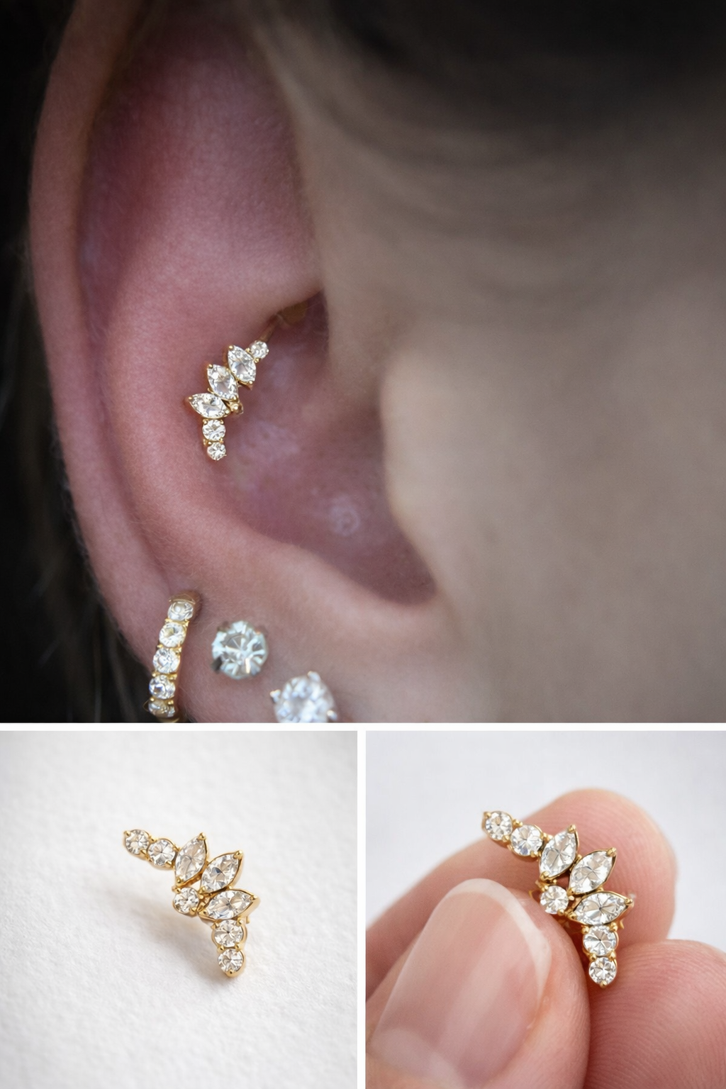 ✨ Flat Helix Schmuck – Feines Gold mit Zirkonia