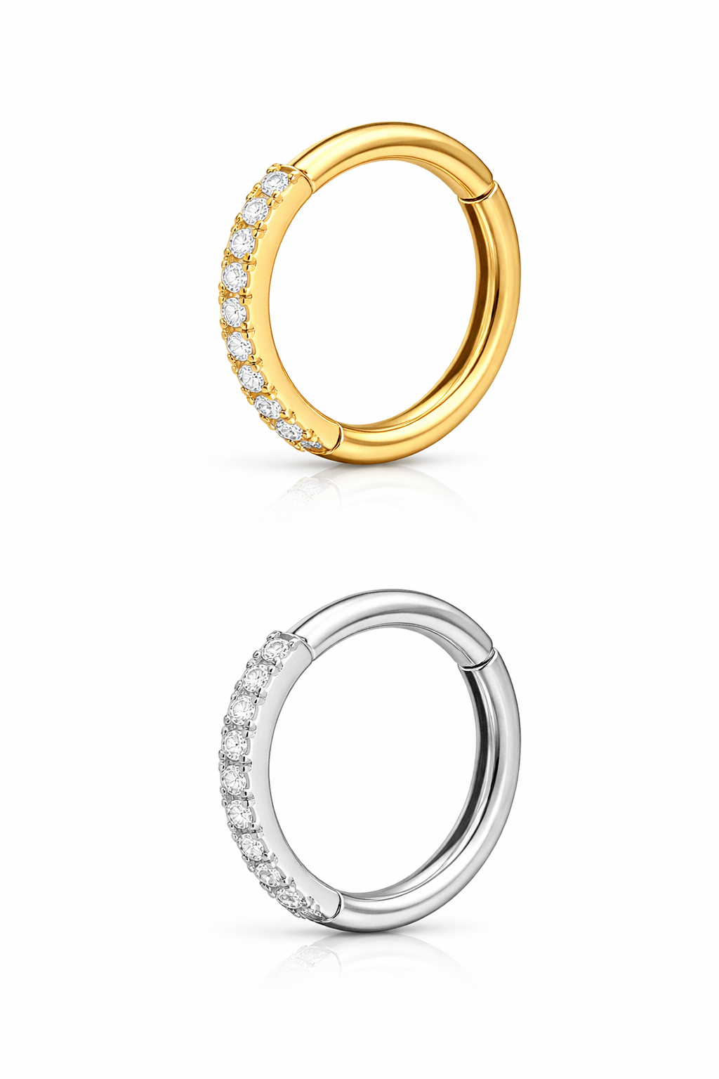 Titan Clicker Ring mit Zirkonia – Conch Piercing (für verheilte Piercings)