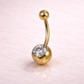 Goldenes Bauchnabelpiercing mit Zirkonia – Chirurgischer Stahl & Außengewinde 1,6 x12 mm