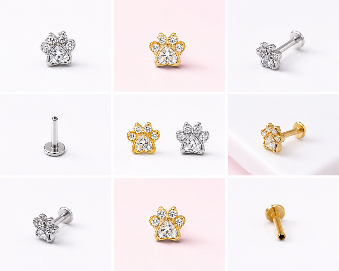 Titan Pfote Labret – Funkelnder Piercingschmuck für Tierliebhaber