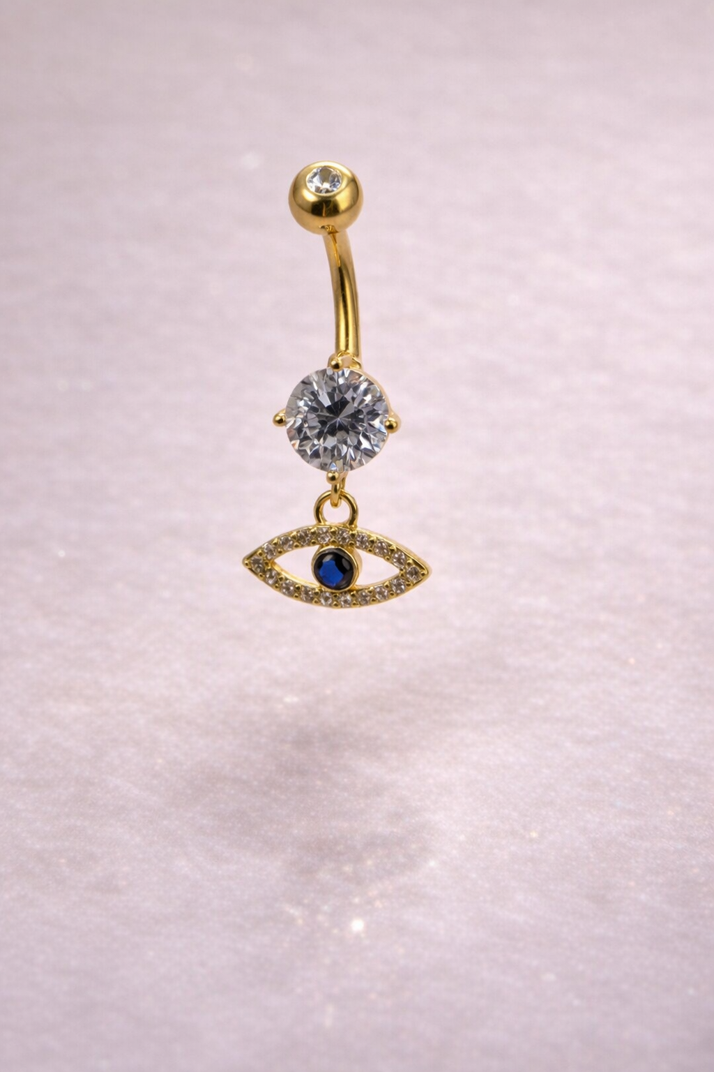 Goldenes Bauchnabelpiercing mit Auge (Evil Eye) – Chirurgischer Stahl & Außengewinde 1,6  x 10  mm