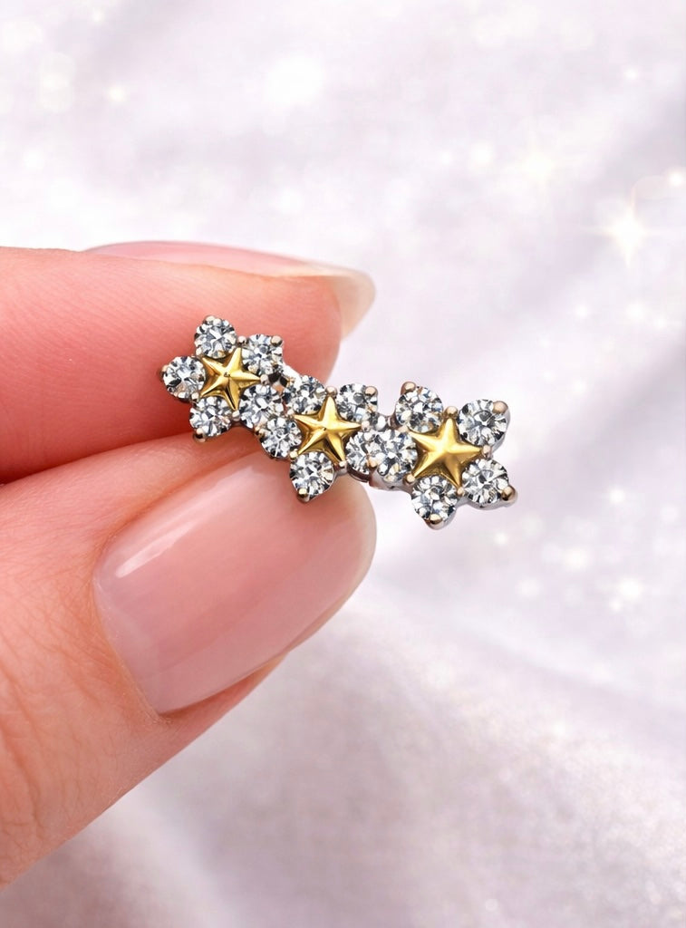 Titan Piercing Schmuck – Blumen-Design mit Zirkonia | Helix, Conch & Lobe