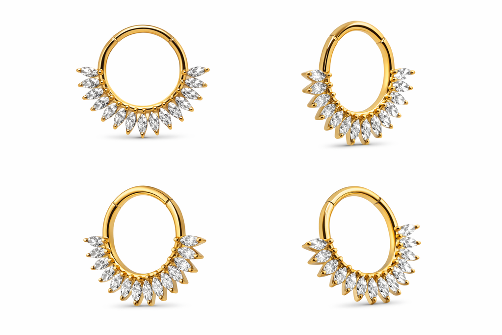 Titan Clicker mit Steinen – Septum & Daith Piercing