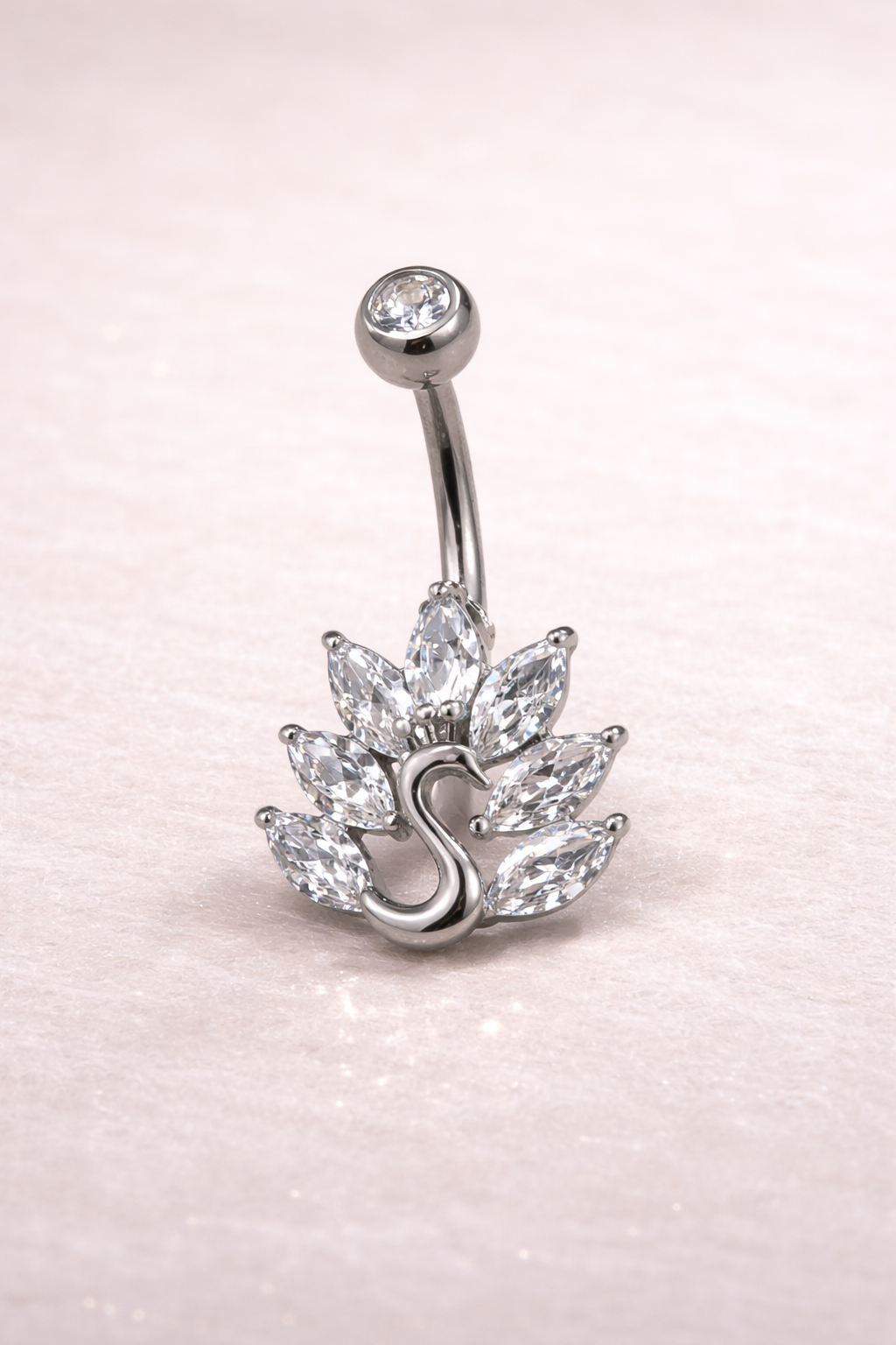 Chirurgischer Stahl Bauchnabelpiercing mit Außengewinde – Eleganter Zirkonia Schmuck 1,6 x 10mm