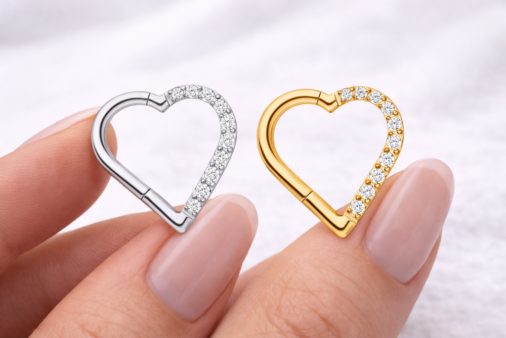 Titan Herz Clicker mit Steinen – Daith Piercing