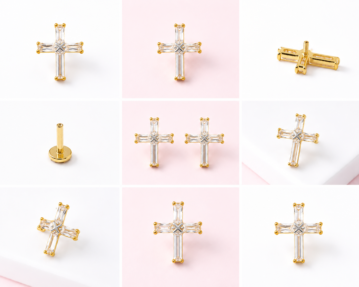 Titan Kreuz Piercing – Funkelnder Schmuck für Flat, Helix & Lobe