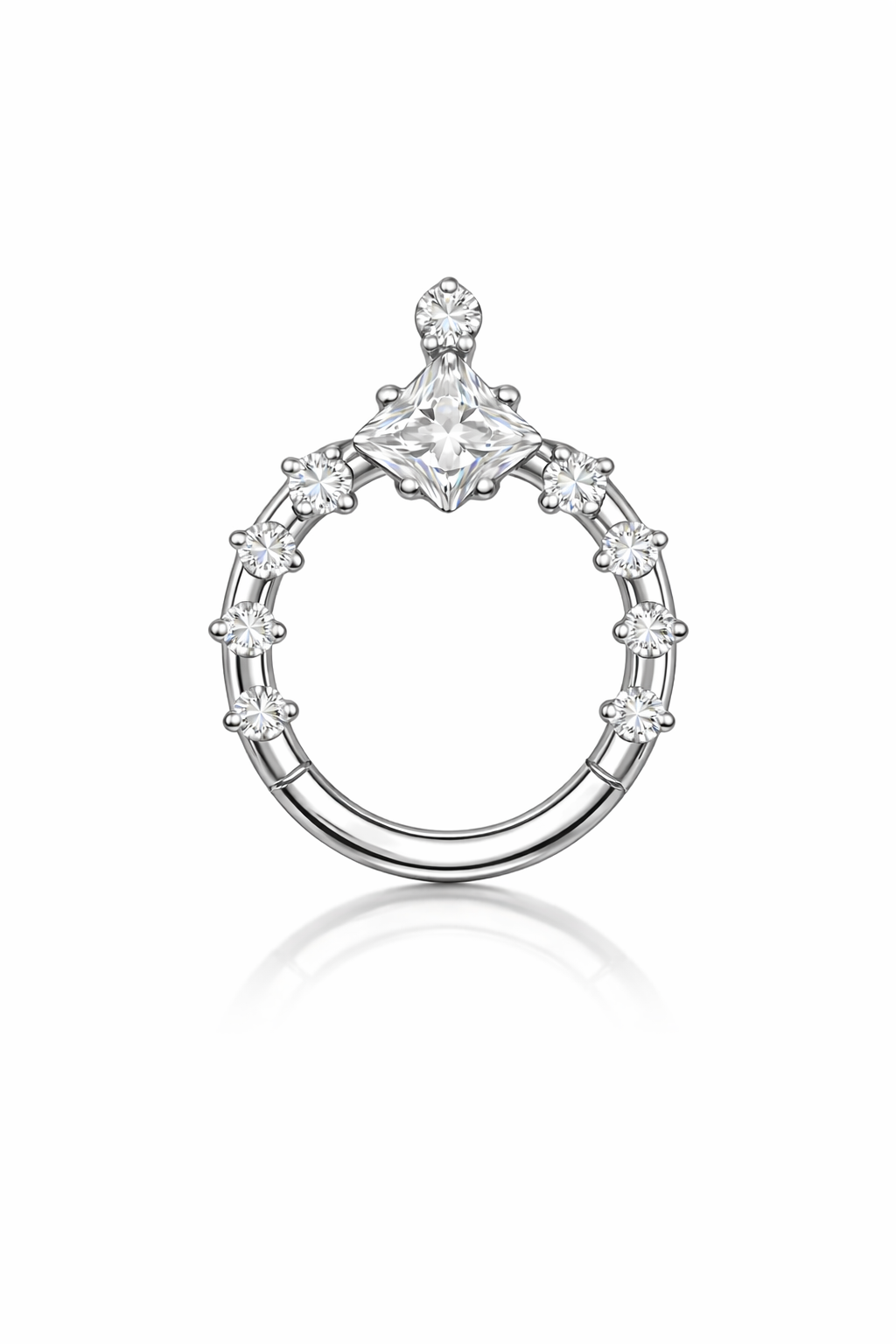 Wunderschöner Titan Clicker mit Zirkonia – 1,2 x 8 mm Daith / Septum