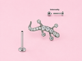 Titan Gecko Labret mit Zirkonia – Silberfarbenes Piercing für Flat, Helix & Lobe