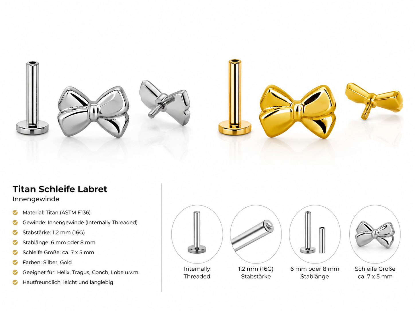 Titan Schleife Labret – Innengewinde