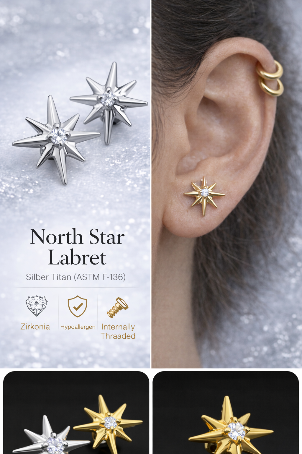 North Star Labret – Titan (ASTM F-136)