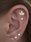 Titan Cartilage Piercing mit Zirkonia – Goldfarben, Blütenform