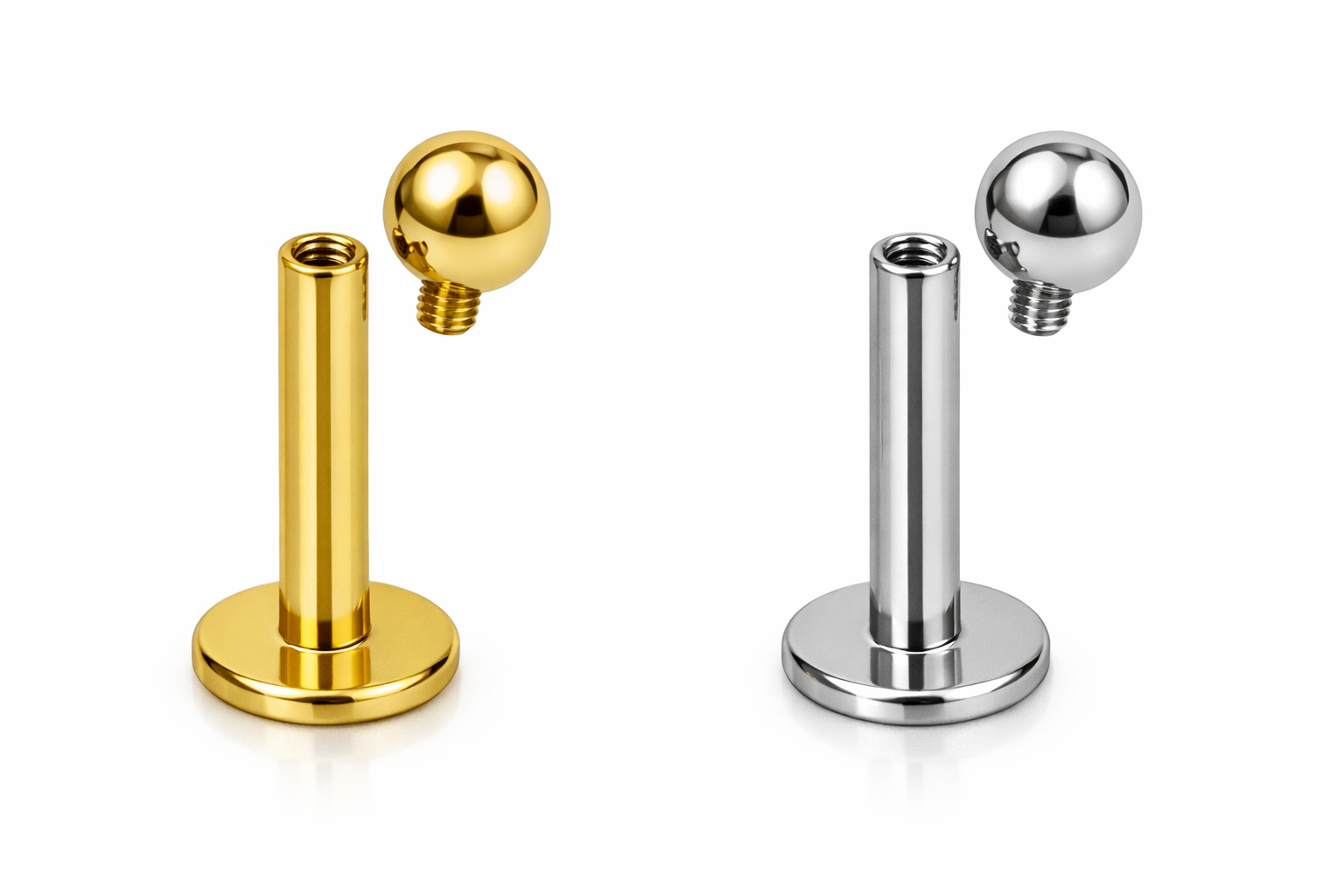 Titan Labret mit Innengewinde – Gold & Silber