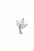 Titan Ohrstecker Blatt mit Zirkonia – Helix / Flat Piercing (Silber)