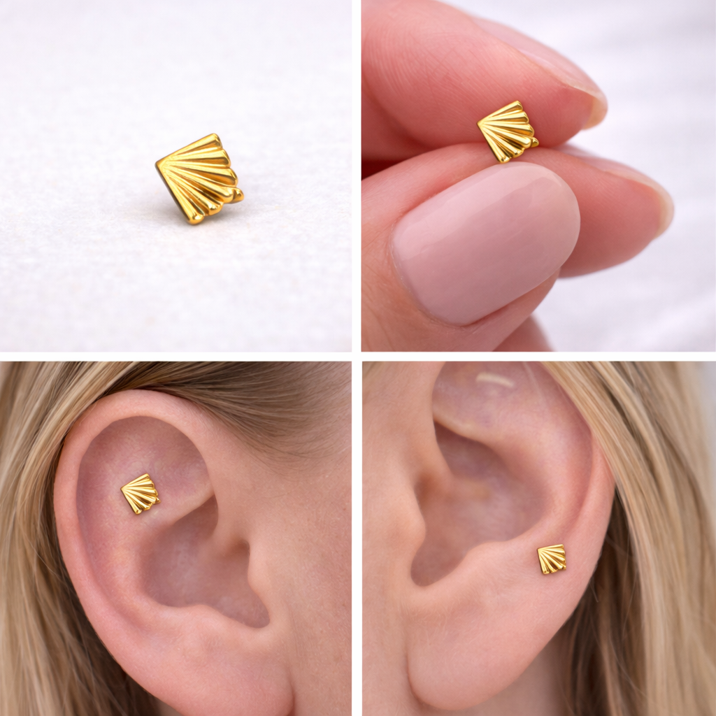 Titan Labret Ohrstecker – Muschel Design | Flat & Lobe Piercing